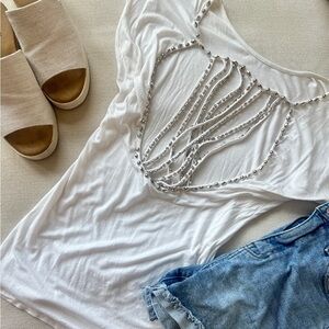 Elegant White Beaded Women's Top